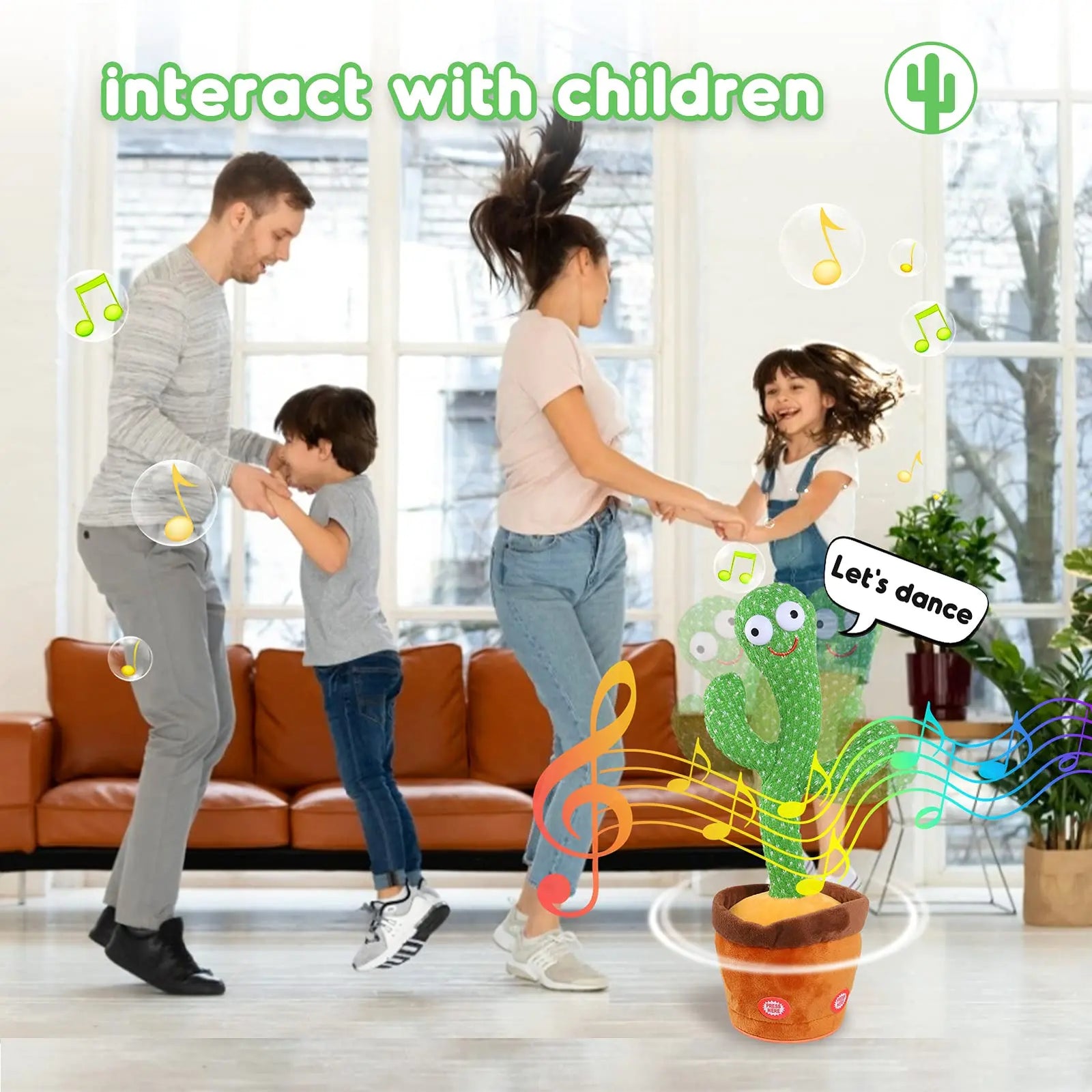 Kids Dancing Talking Cactus Toys Singing Mimicking Recording Repeating What You Say Cactus Plush Toy with 120 Song Dancing Smart