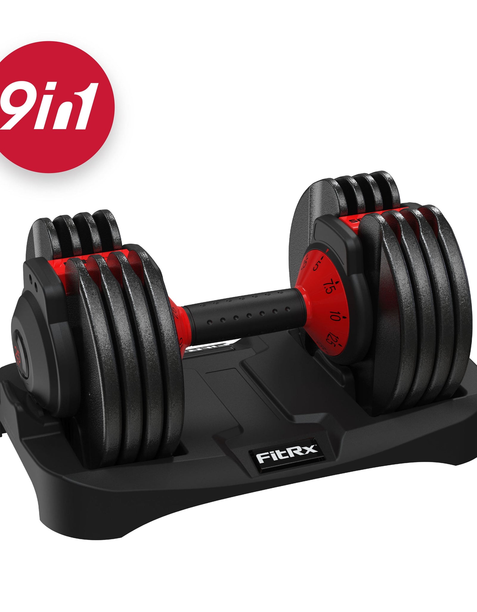 Smartbell, 25Lbs. Quick-Select 9 in 1 Adjustable Dumbbell for Home Gym, 5-25Lbs. Weight in 2.5Lbs Increments