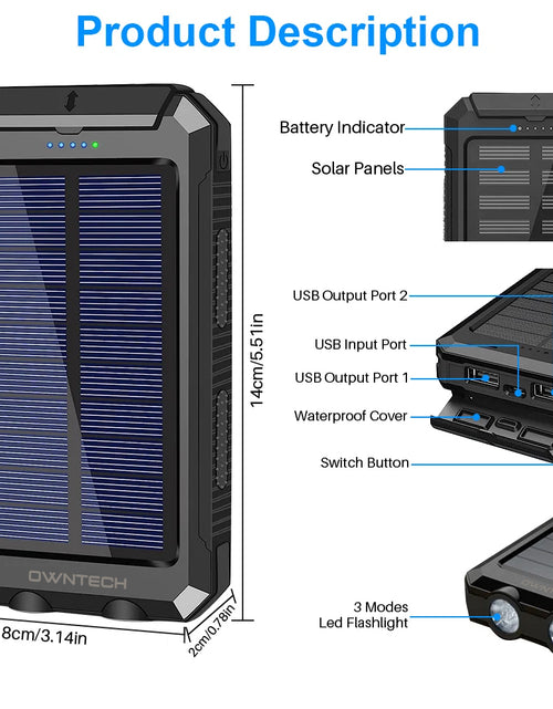 Load image into Gallery viewer, Portable Solar Charger for Iphone and Android 20000Mah Power Bank with Dual 5V USB Ports for Outdoor Camping Hiking
